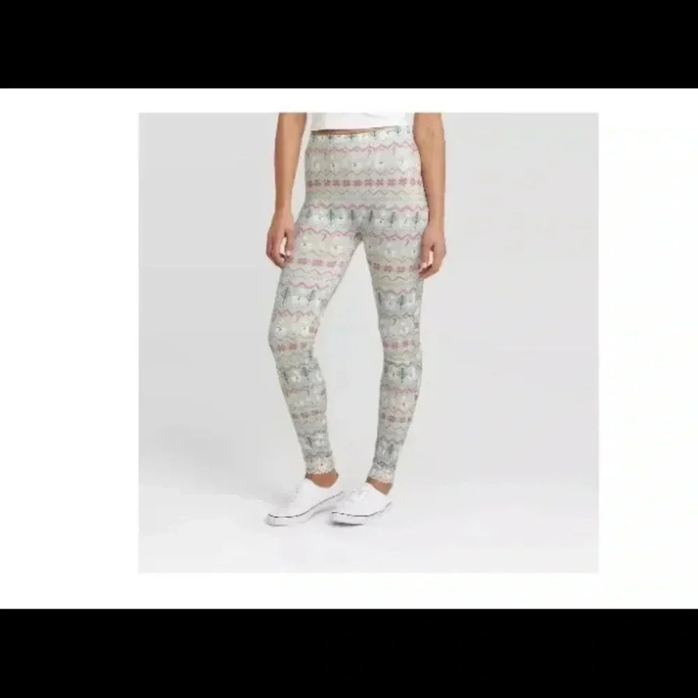 Wondershop‎ Women's Llama Fair Isle Holiday Seamless Fleece-Lined Leggings- L/XL